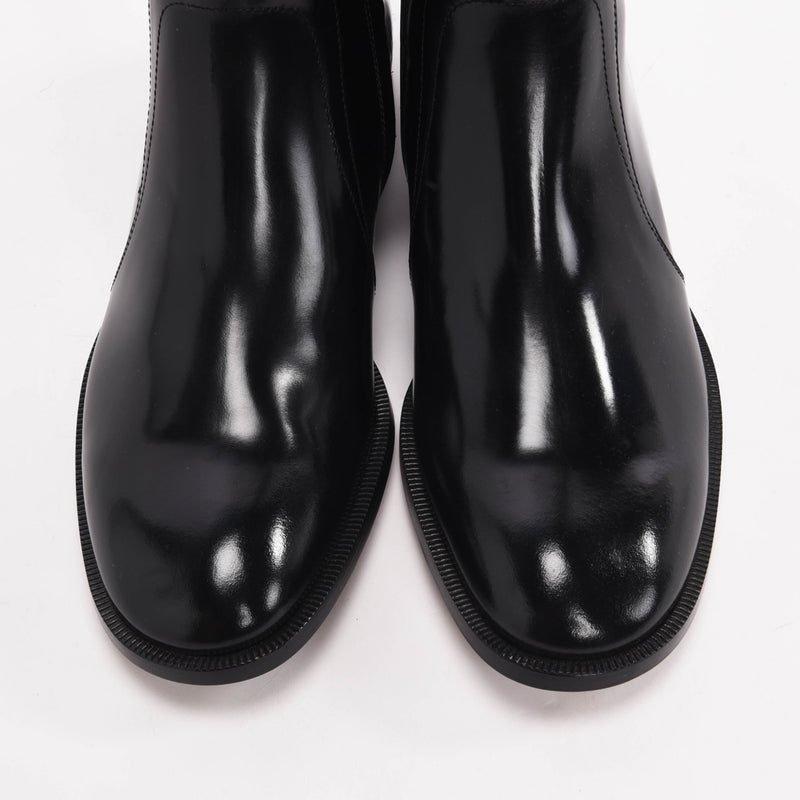 Maison Margiela Black Patent Leather Ankle Boots 42 - Blue Spinach