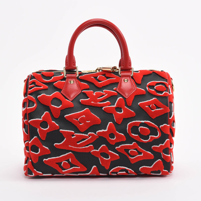 Louis Vuitton Black & Red Monogram Urs Fischer Speedy 25 - Blue Spinach