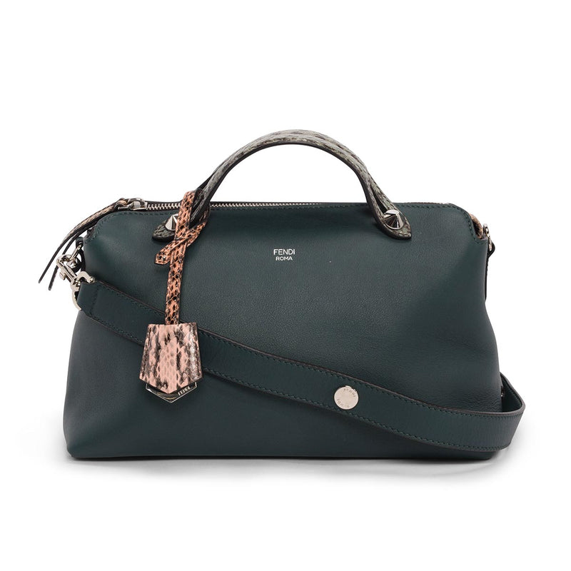 Fendi Amazzonia Calfskin & Elaphe Medium By The Way Bag - Blue Spinach