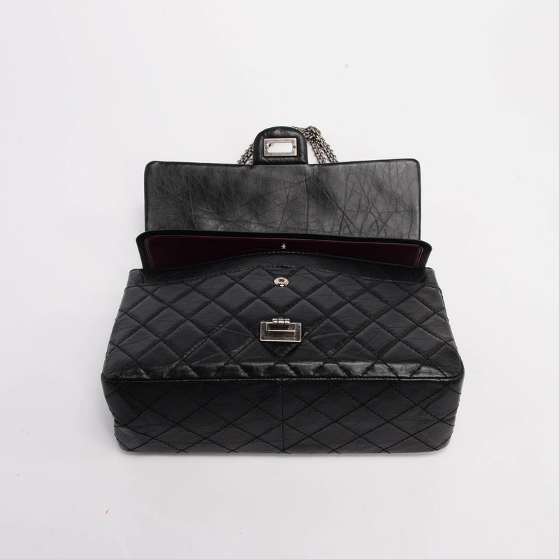 Chanel Black Aged Calfskin 2.55 Reissue 226 Flap Bag - Blue Spinach