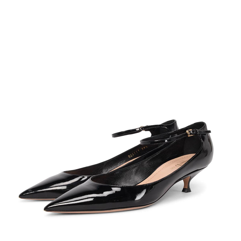 Dior Black Patent D-Strap Pumps 39.5 - Blue Spinach