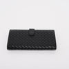 Bottega Veneta Black Intrecciato Bi-Fold Continental Wallet - Blue Spinach