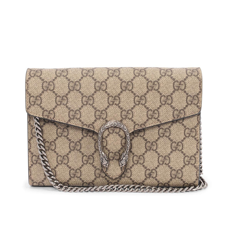 Gucci Beige GG Supreme Dionysus Wallet on Chain - Blue Spinach