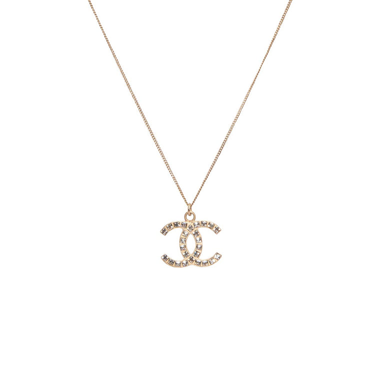 Chanel Gold Baguette Crystal CC Necklace