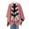 Burberry Pink Wool Reversible Check Poncho - Blue Spinach