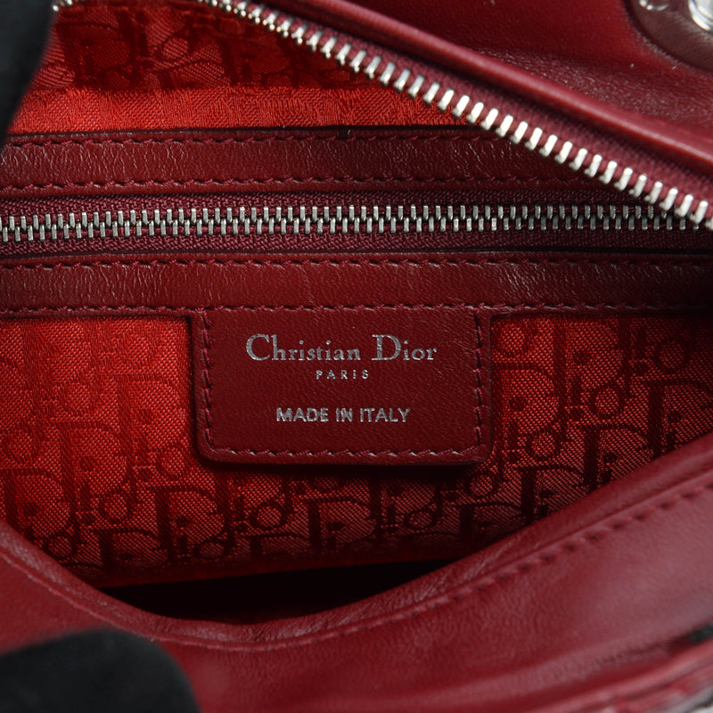 Dior Burgundy Cannage Lambskin Medium Lady Dior - Blue Spinach