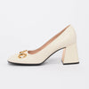 Gucci White Calfskin Horsebit Mid-Heel Pumps 40.5 - Blue Spinach