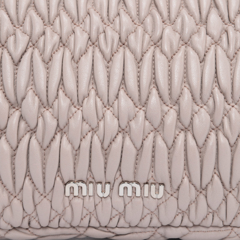 Miu Miu Beige Matelasse Crystal Shoulder Bag - Blue Spinach