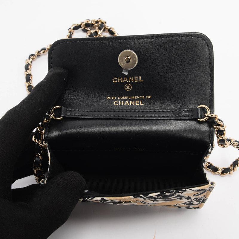 Chanel Beige Checkered Flag Print Bag - Blue Spinach