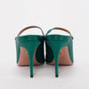 Aquazzura Emerald Green Satin Nolita Mules 41 - Blue Spinach