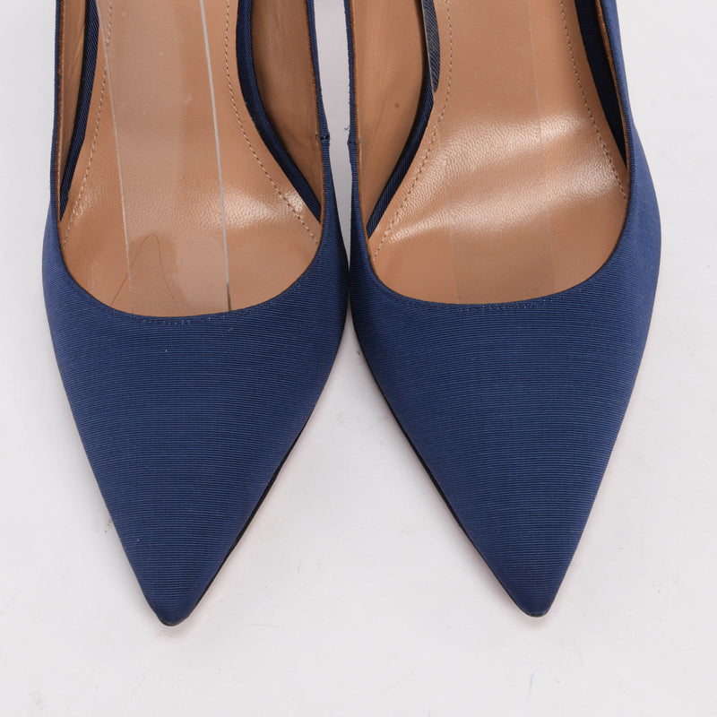 Aquazzura Navy Grosgrain Portrait Of Lady Slingbacks 39.5 - Blue Spinach