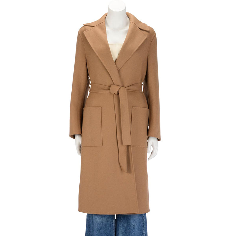 Dior Camel Wool Blend Wrap Coat FR 36 - Blue Spinach