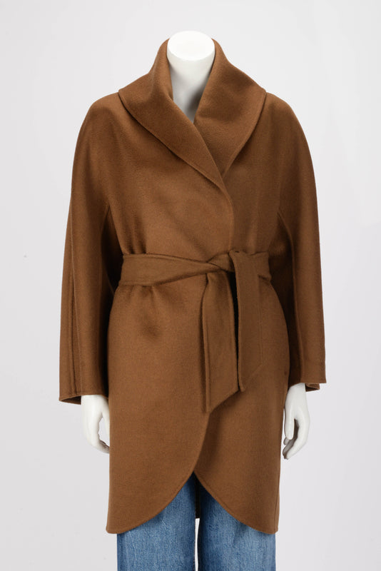 Max Mara Caramel Cashmere Belted Coat IT 36 - Blue Spinach