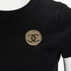 Chanel Light Gold Mesh Round CC Brooch - Blue Spinach