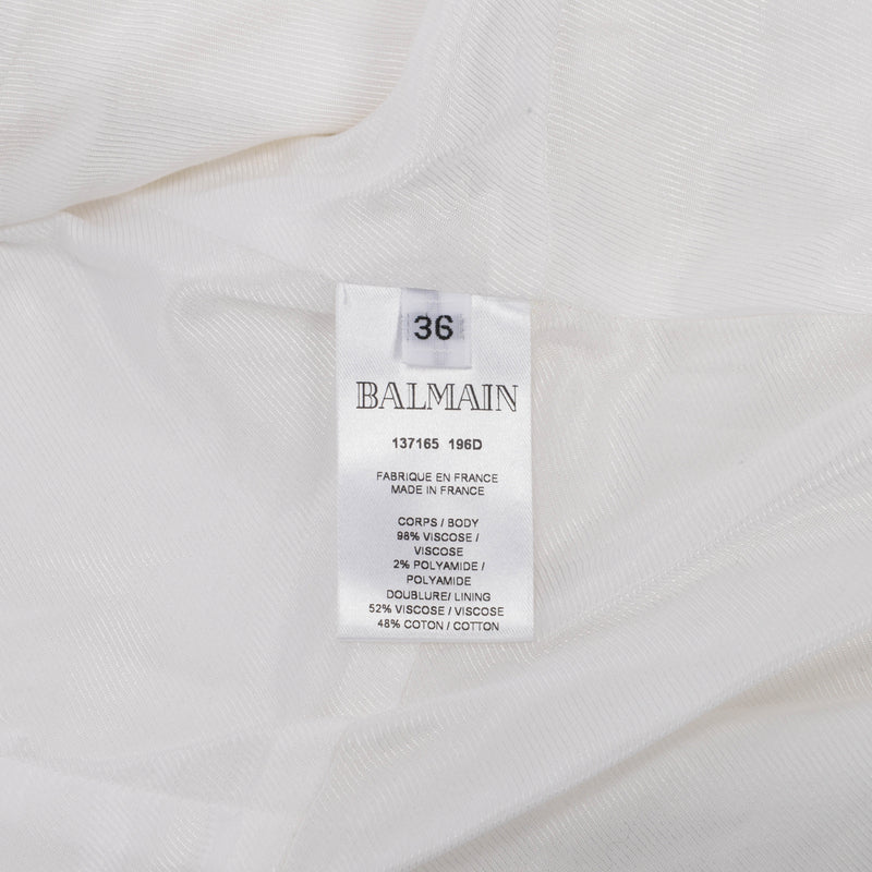 Balmain White Viscose Weave Epaulette Blazer FR 36 - Blue Spinach