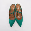 Aquazzura Emerald Green Satin Nolita Mules 41 - Blue Spinach