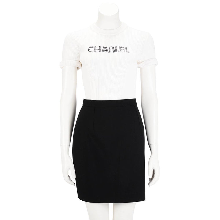 Saint Laurent Black Wool Pencil Skirt FR 40