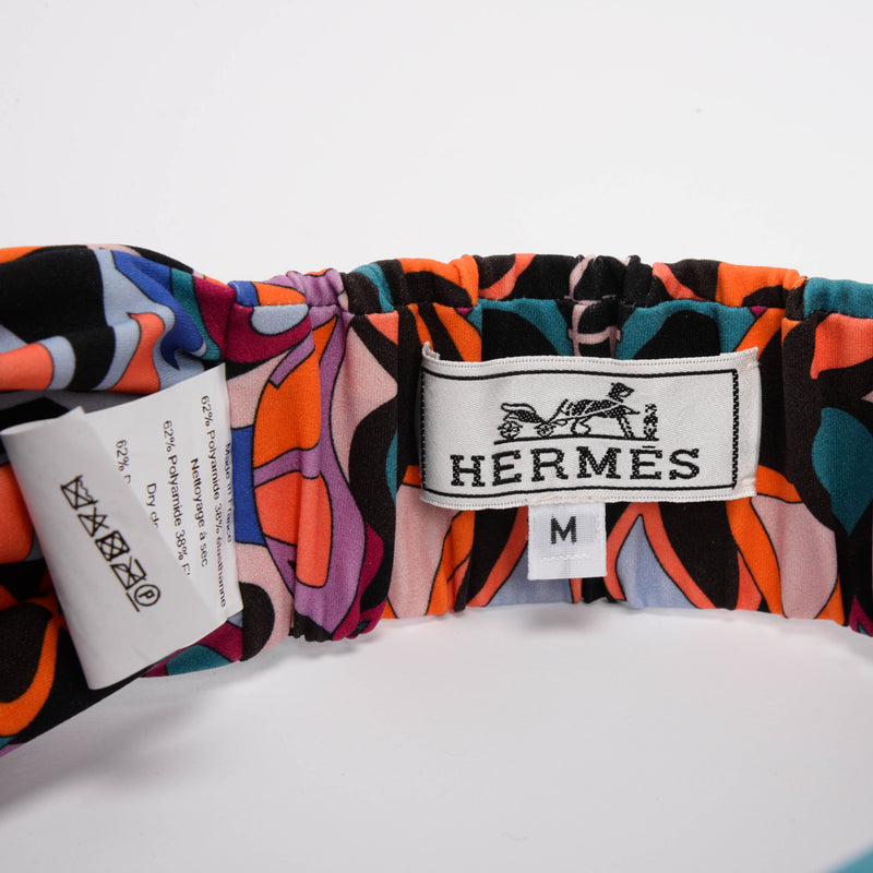 Hermes Fleurs Miroir H Rond Eugenia Headband - Blue Spinach