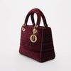 Dior Burgundy Cannage Velvet Medium Lady D-Lite Bag - Blue Spinach