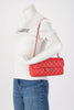 Chanel Red Caviar Leather East West Flap Bag - Blue Spinach