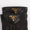 Prada Black Lambskin Logo Gloves - Blue Spinach