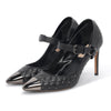 Valentino Black Nappa Rockstud Spike Pumps 37 - Blue Spinach