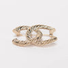 Chanel Light Gold CC Twist Brooch - Blue Spinach