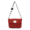 Miu Miu Red Matelasse Crystal Strap Shoulder Bag - Blue Spinach