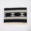 Chanel Black & White Cashmere CC Reversible Blanket - Blue Spinach