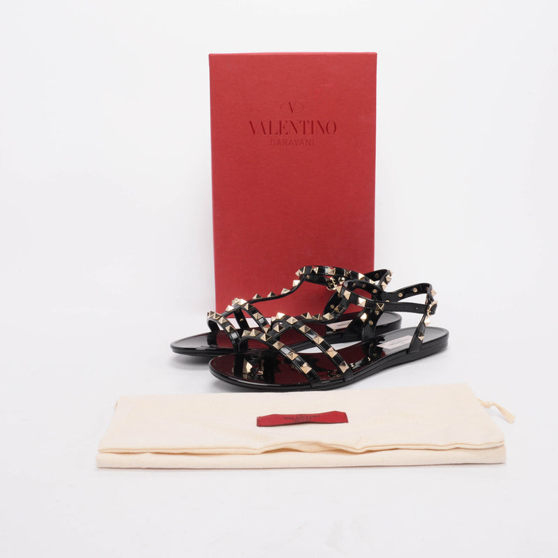 Valentino Black Jelly Rockstud Sandals 41 - Blue Spinach