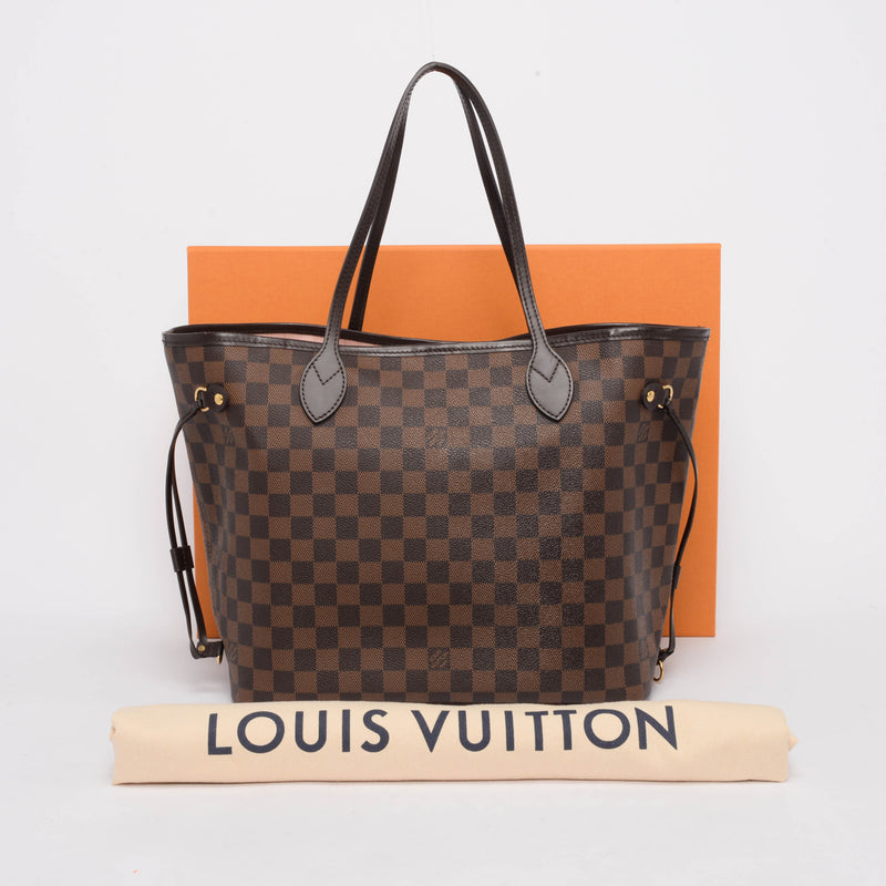 Louis Vuitton Rose Ballerine Damier Ebene Neverfull MM Tote - Blue Spinach