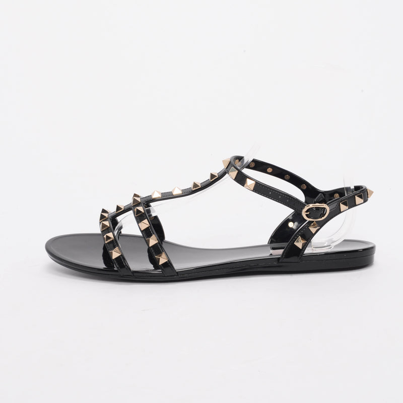 Valentino Black Jelly Rockstud Sandals 41 - Blue Spinach