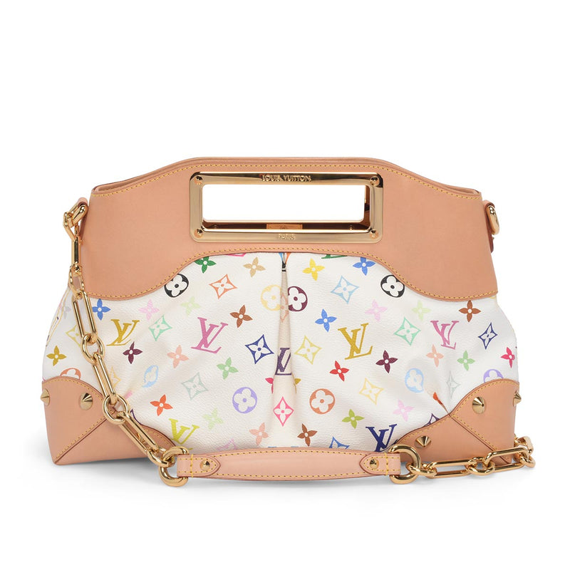 Louis Vuitton White Multicolore Monogram Judy MM Clutch - Blue Spinach