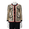 Gucci Beige Snake Effect Leather Web Trim Jacket IT 36 - Blue Spinach