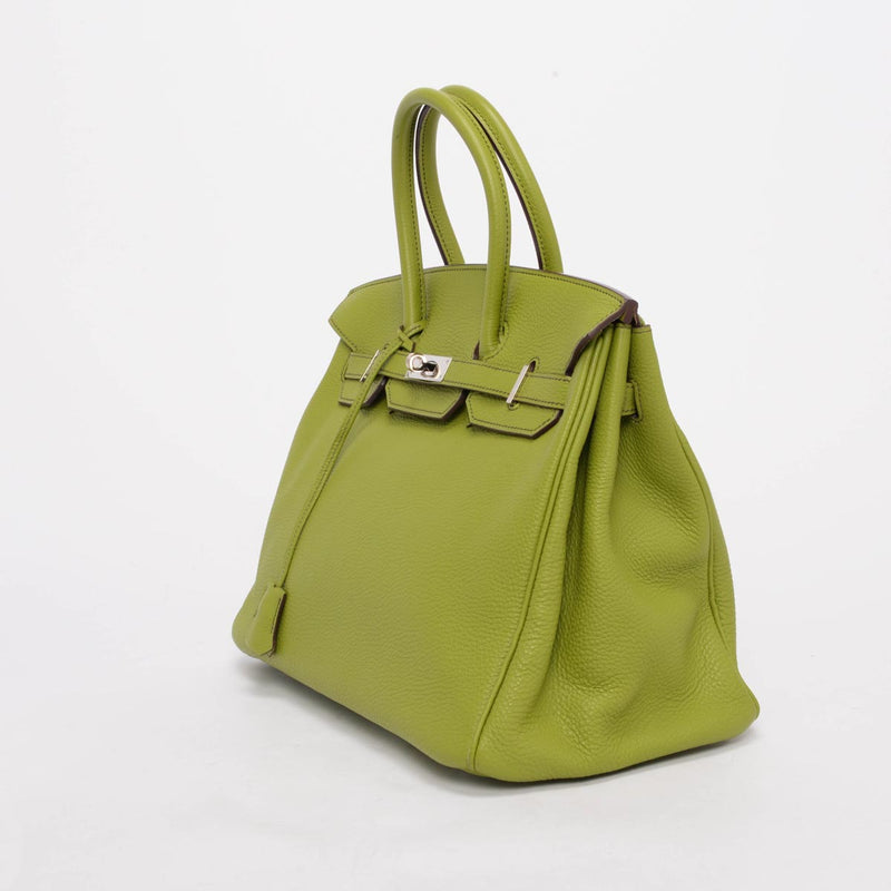 Hermes Vert Anis Togo Birkin 35 PHW - Blue Spinach