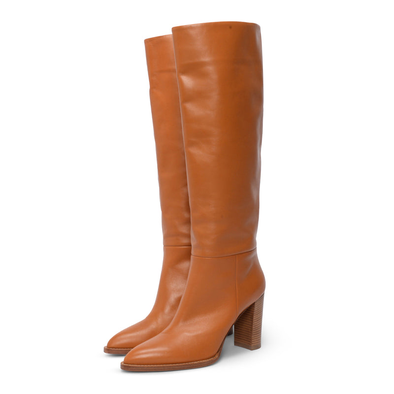 Gianvito Rossi Tan Calfskin Kerolyn Boots 41 - Blue Spinach