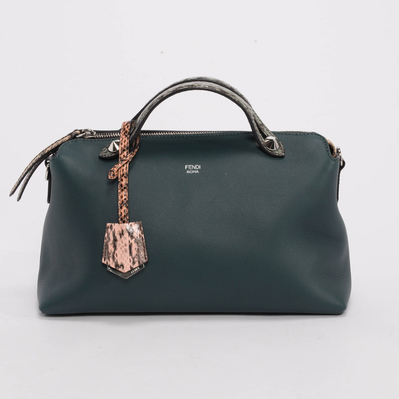 Fendi Amazzonia Calfskin & Elaphe Medium By The Way Bag - Blue Spinach