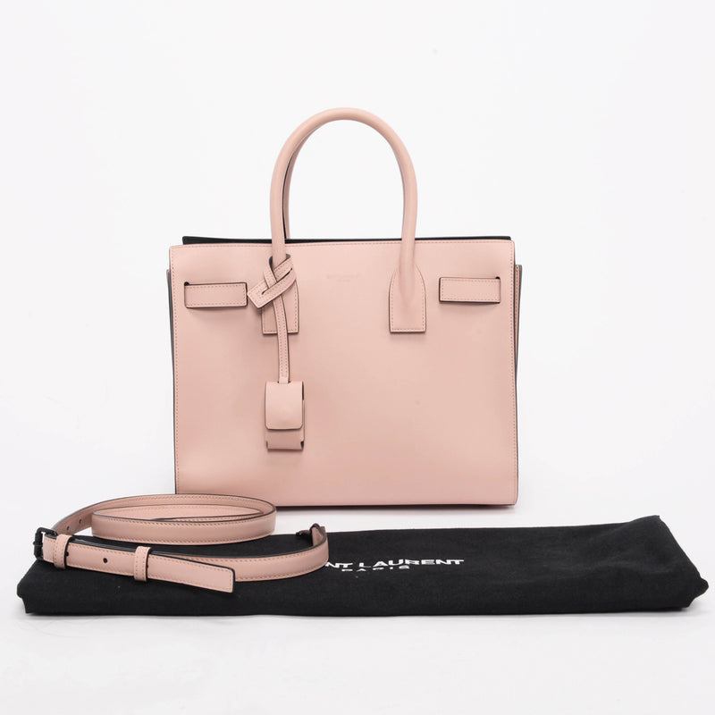 Saint Laurent Pink Smooth Calfskin Baby Sac de Jour Bag - Blue Spinach