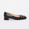 Gucci Black Calfskin Horsebit Flats 38 - Blue Spinach