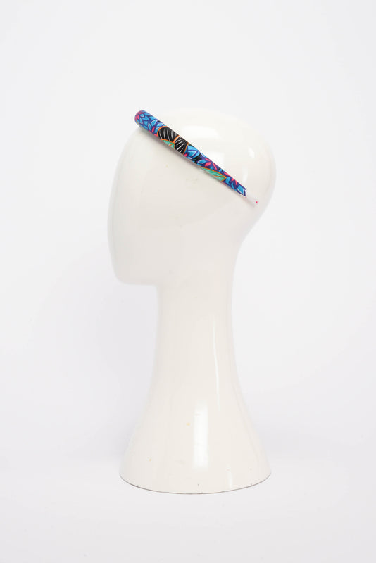 Hermes Multi Colour Silk Wild Singapore Elsa Headband - Blue Spinach