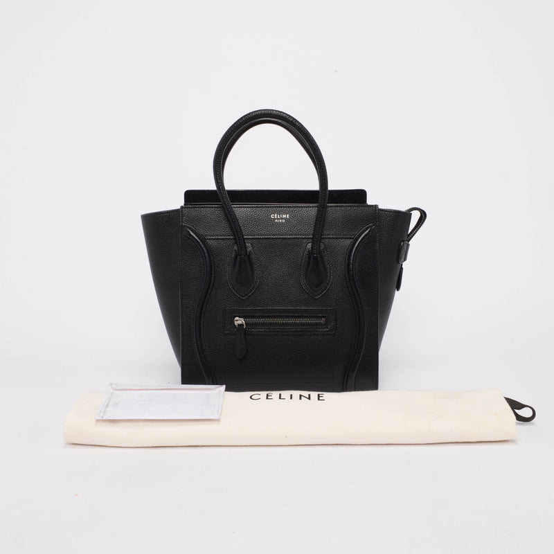 Celine Black Drummed Calfskin Macro Luggage Tote - Blue Spinach