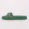 Aquazzura Green Terry Cotton Bon Bon Pool Slides 41 - Blue Spinach