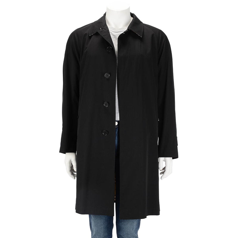 Burberry Black Cotton Check Trench Coat 52 - Blue Spinach