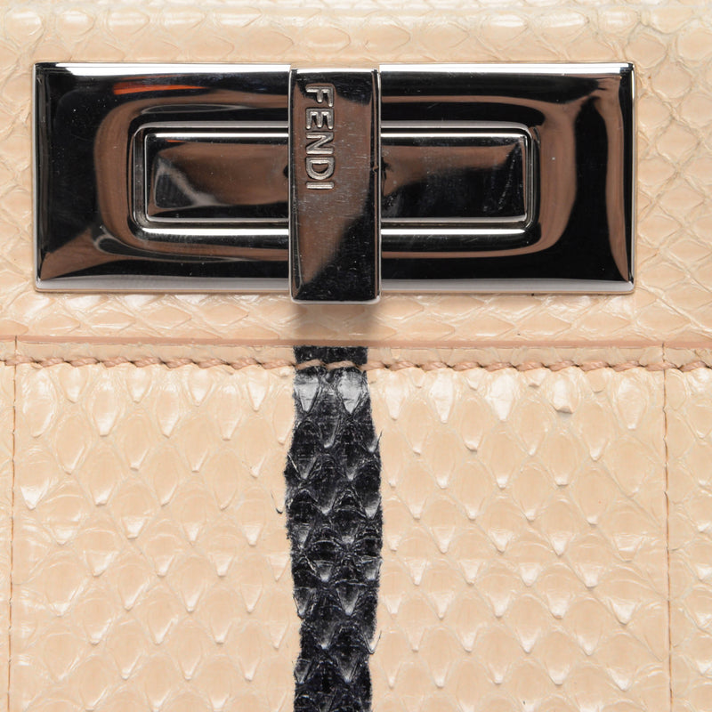 Fendi Beige & Black Water Snakeskin Medium Iconic Peekaboo - Blue Spinach