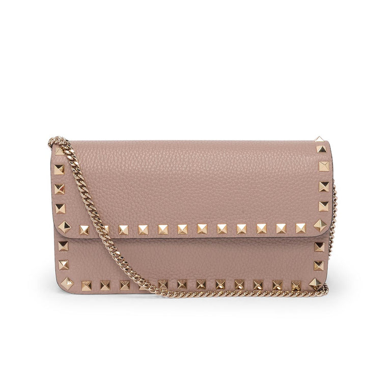 Valentino Poudre Grained Calfskin Rockstud Chain Flap Bag