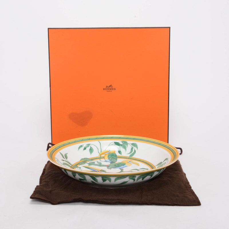 Hermes Multi-Color Porcelain Toucans Serving Plate - Blue Spinach