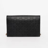 Gucci Black Guccissima Signature Bow Wallet On Chain - Blue Spinach