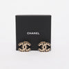 Chanel Black & Gold Crystal CC Drop Earrings - Blue Spinach