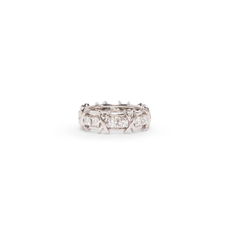 Tiffany & Co Platinum & Diamond Schlumberger 16 Stone Ring