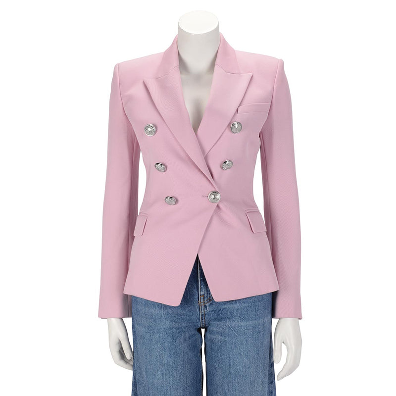 Balmain Pink Wool Double Breasted Blazer FR 34 - Blue Spinach